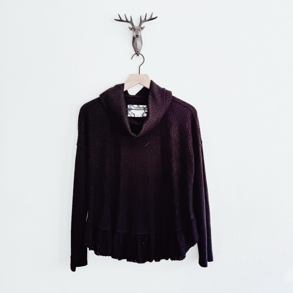 Maeve by Anthropologie Women's Black Cowl Neck Long Sleeve Sweater XS